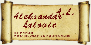 Aleksandar Lalović vizit kartica